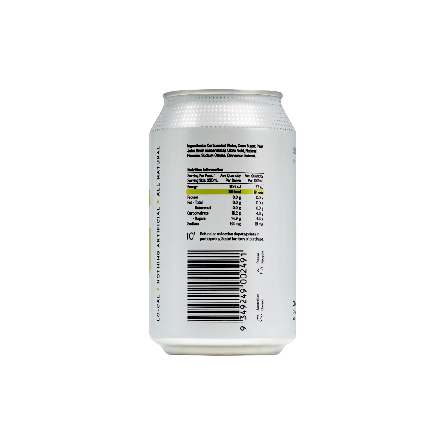 Cloudy Pear & Cinnamon Lo-Cal Soda 330ml Cans x 24 - Image 6